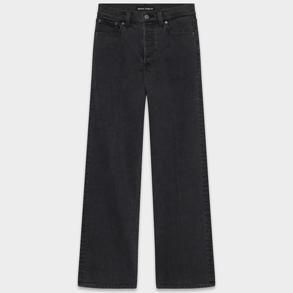 Denim Forum The Arlo High Rise Black Straight Leg Jeans